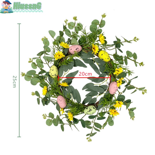Vòng Hoa Trứng Phục Sinh Nhân Tạo Treo Cửa Sổ Trang Trí