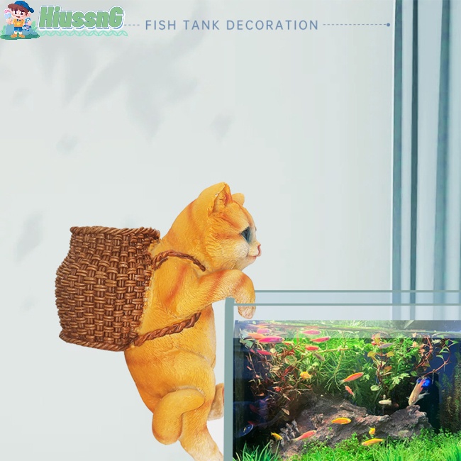 Phụ Kiện Trang Trí Bể Cá Hình Mèo Đeo Ba Lô Dễ Thương