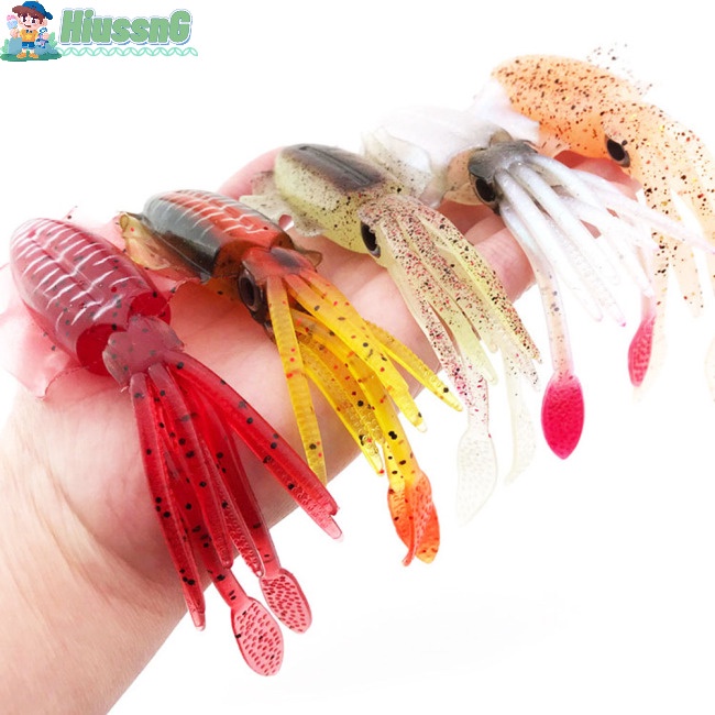 Mồi Câu Cá Giả Hình Mực Mềm Phát Quang 60g