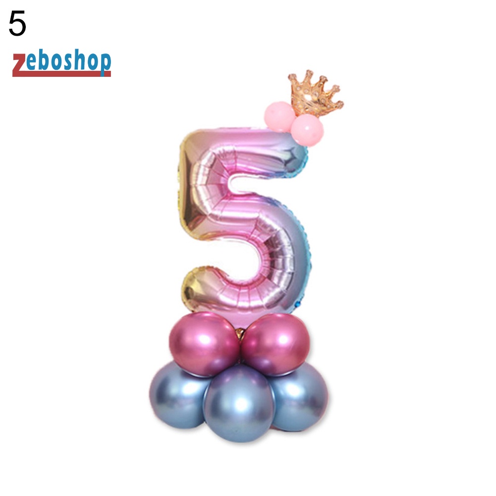 Bong Bóng Latex Hình Vương Miện Số 0-9 Trang Trí Tiệc Cưới / Sinh Nhật