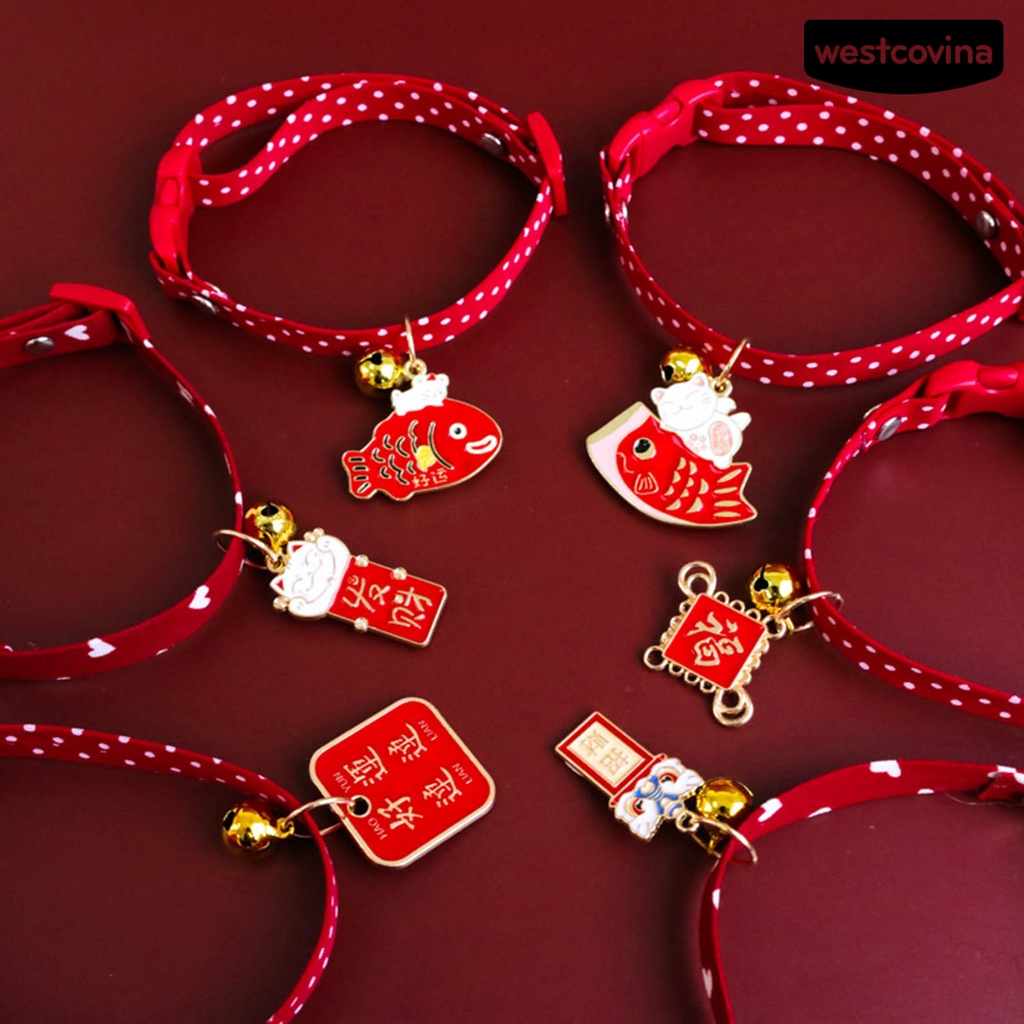 [COD]♞Vòng Cổ Chấm Bi Có Thể Điều Chỉnh Kèm Chuông Xinh Xắn Cho Thú Cưng