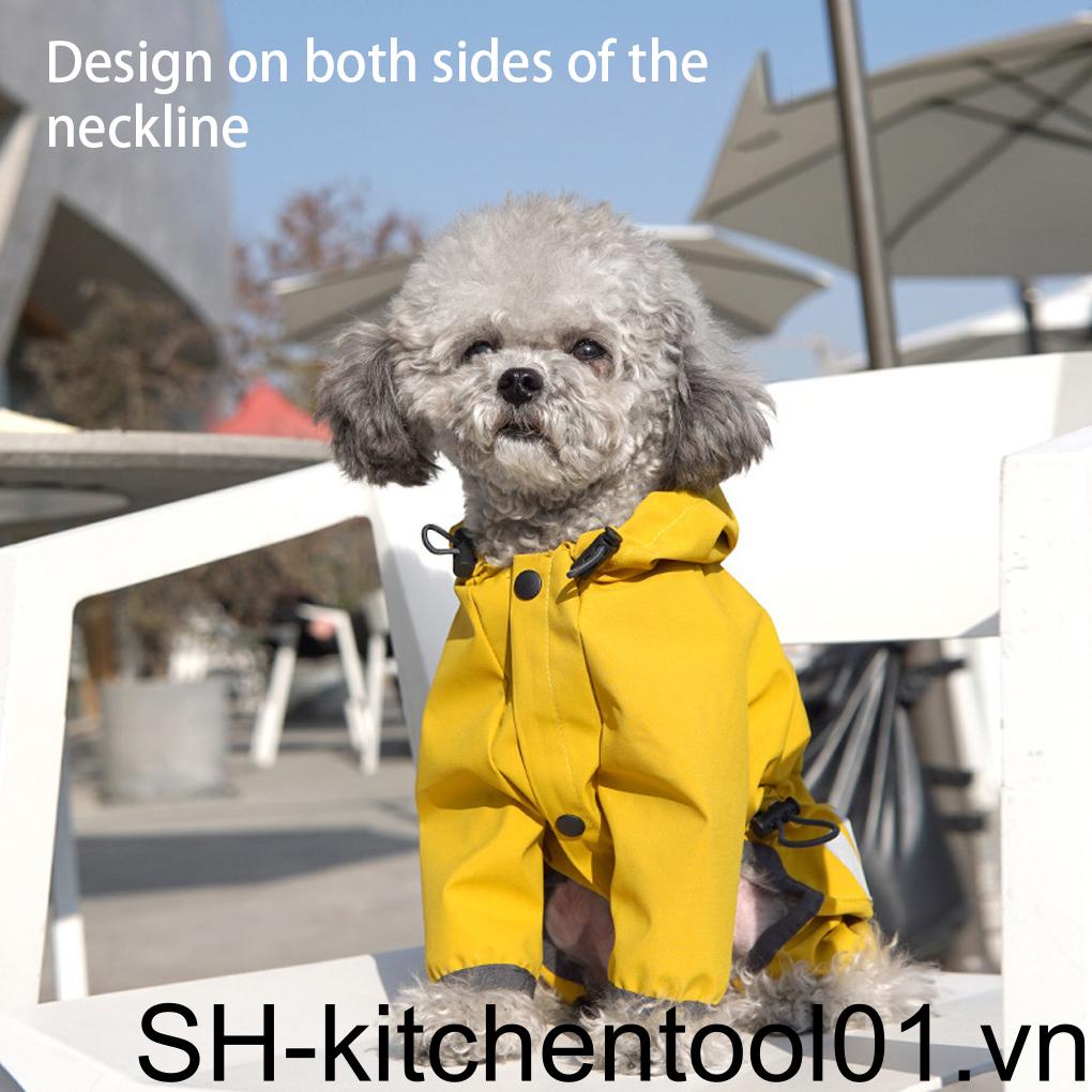 Áo Mưa 4 Chân Có Mũ Trùm Phản Quang Chống Thấm Nước Thoải Mái Thời Trang Cho Thú Cưng