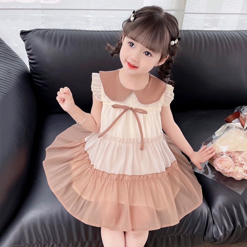 Đầm Công Chúa Mùa Hè Tay Cộc Thoáng Khí Dễ Thương Cho Bé Gái