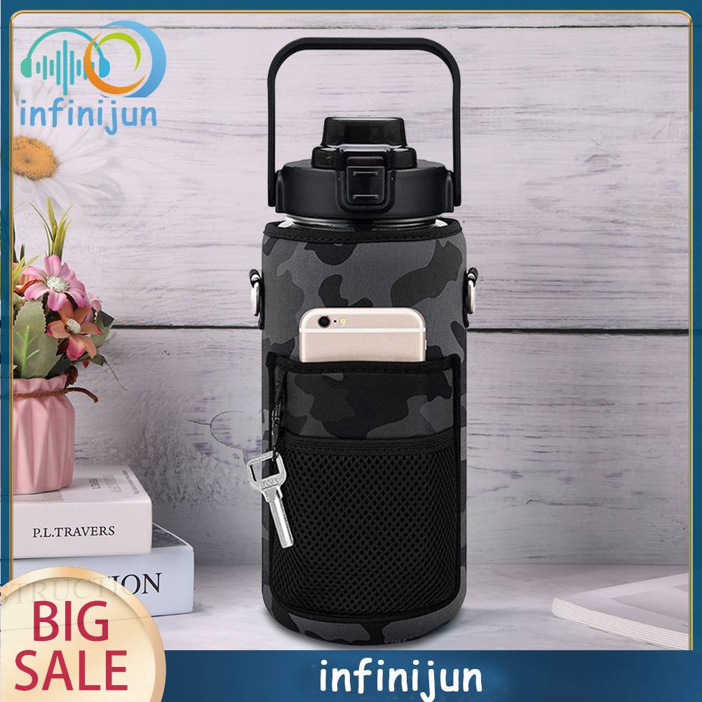 Vỏ Bọc Bình Nước Thể Thao Bằng Cao Su Tổng Hợp Kèm Dây Đeo Tiện Dụng