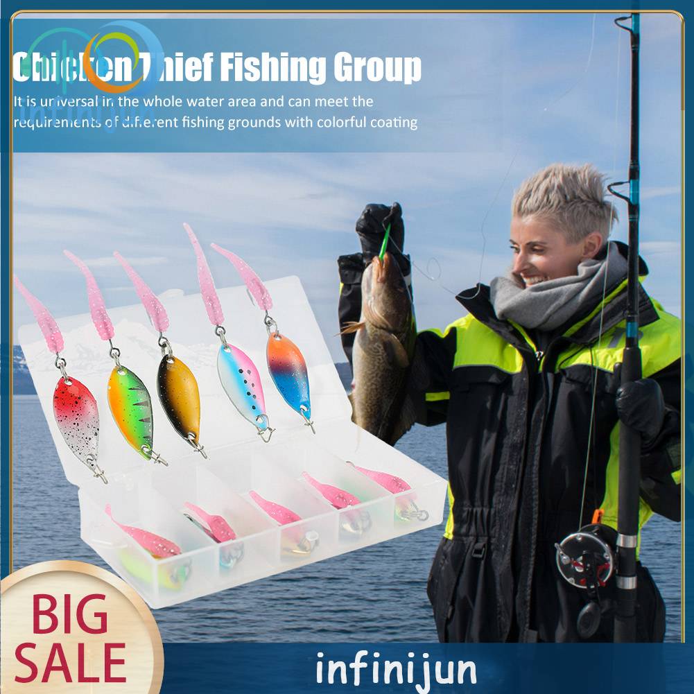 Hộp 10 Mồi Câu Cá Nhân Tạo Có Lưỡi Câu