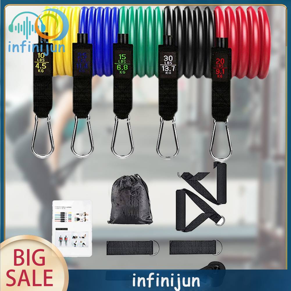 Set 11 Dây Kéo Đàn Hồi Hỗ Trợ Tập Yoga / Thể Hình