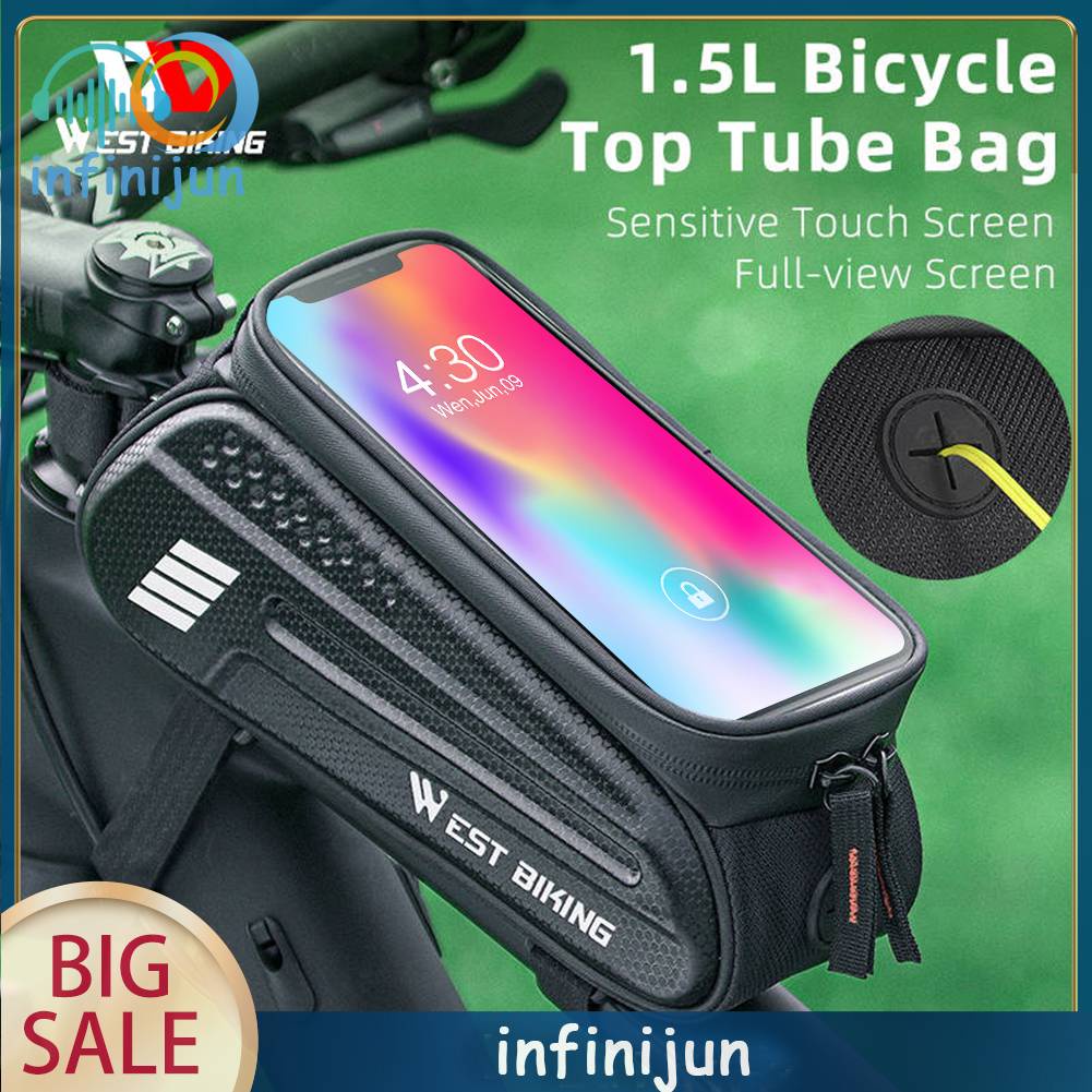 Túi Đựng Đồ Gắn Khung Xe Đạp Chống Nước Có Lỗ Tai Nghe 1.5L