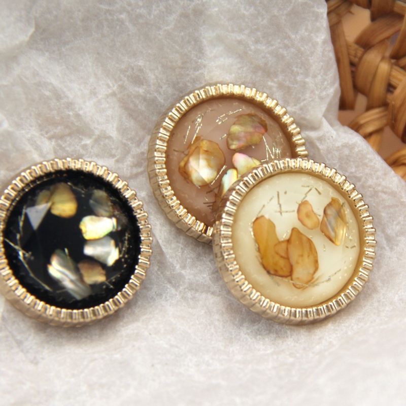 Set 5 Nút Tròn Bằng Kim Loại Hình Vỏ Sò 18 / 20 / 23 / 25mm Làm Đồ Thủ Công DIY