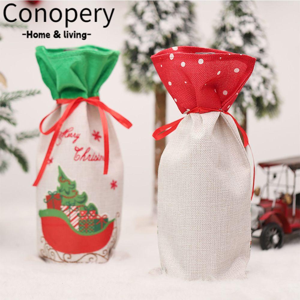 CONOPERY Vỏ Bọc Chai Rượu Hoạ Tiết Giáng Sinh Dễ Thương