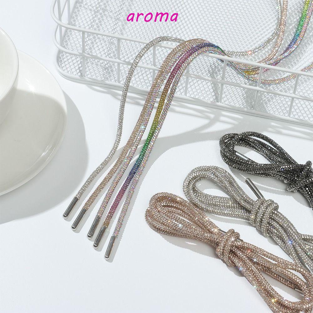 AROMA Phụ Kiện Dây Rút Giày Đính Đá Màu Cầu Vồng Sang Trọng DIY