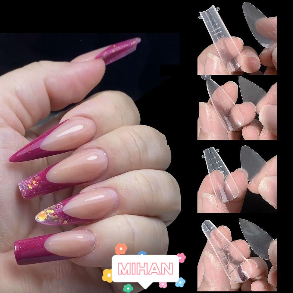 MIHAN1 Bộ Móng Tay Giả Bằng Poly Gel Phong Cách Pháp MIHAN1