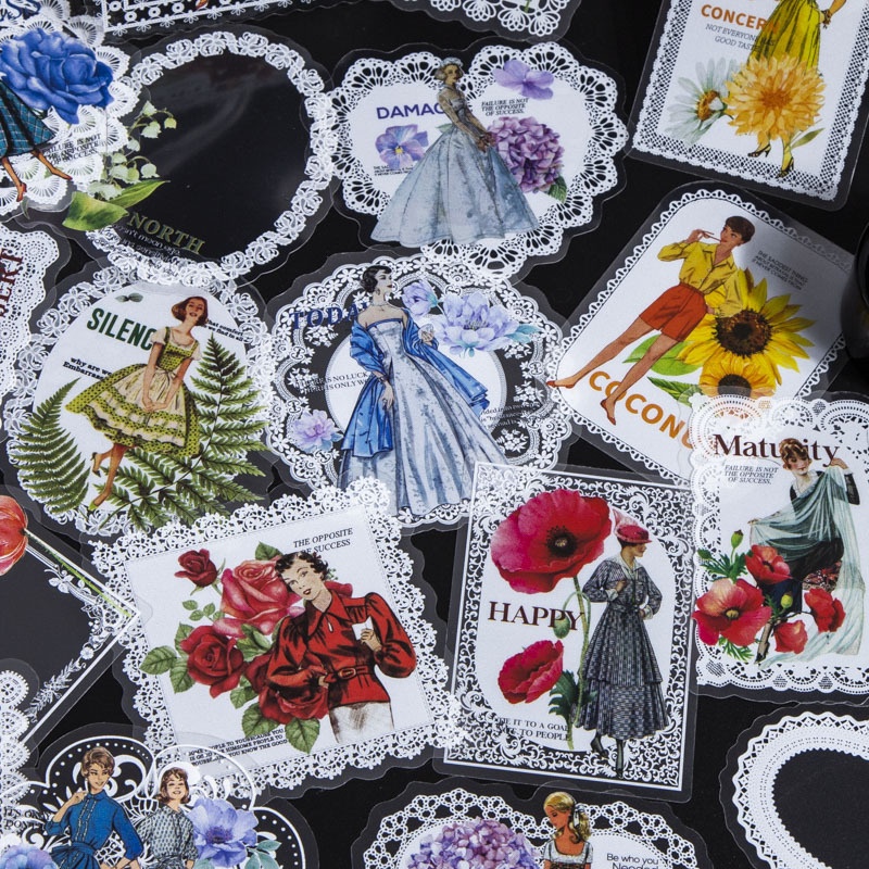 Bộ 30 Miếng Dán Trang Trí Gương / Ốp Điện Thoại Hình Ngôi Làng Ba Lê Họa Tiết Ren Trắng Kiểu Vintage DIY