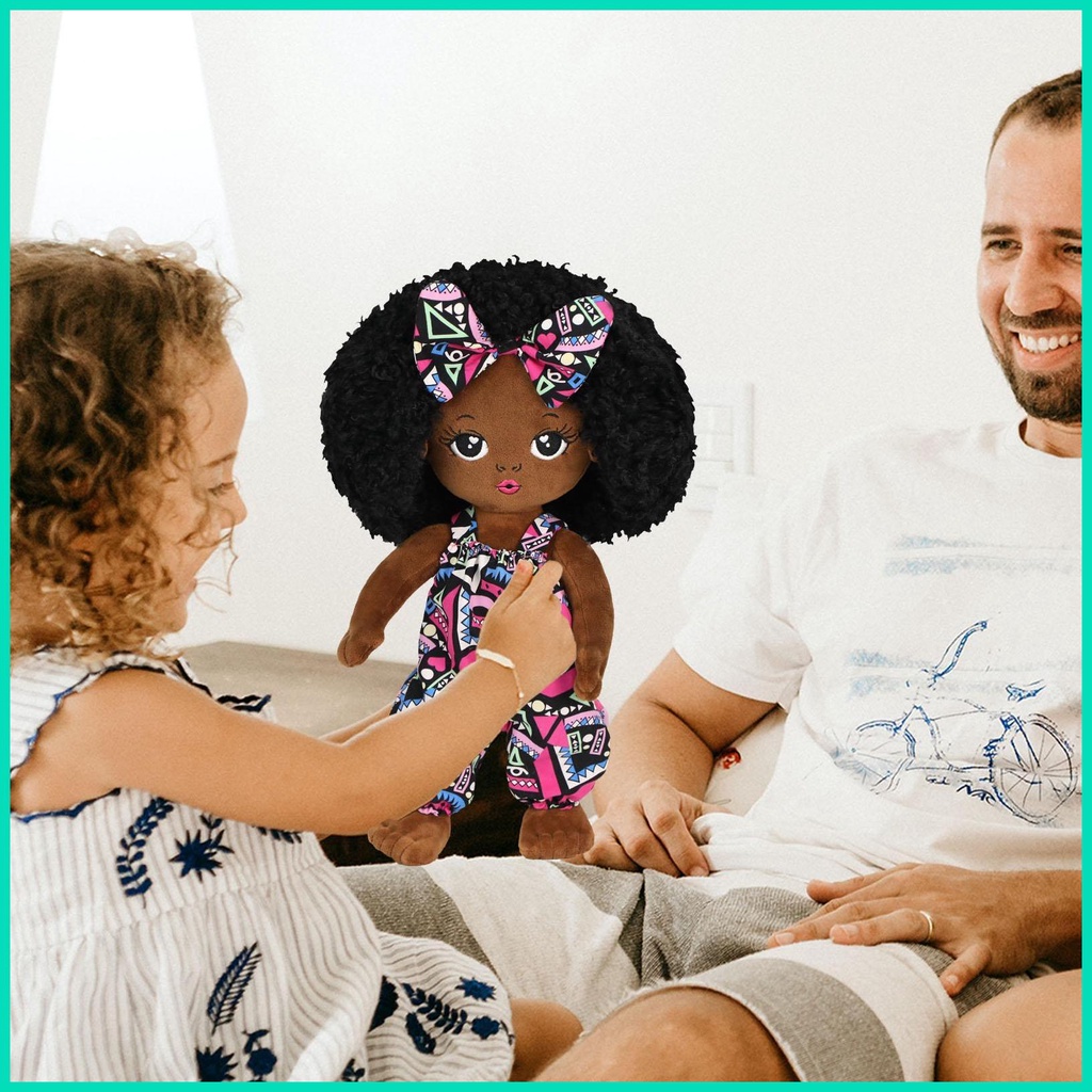 Búp Bê Nhồi Bông Hình Cô Gái Da Đen Châu Phi Afro Hawaiian &amp; Búp Bê Mầm Non Làm Quà Bất Ngờ Cho Trẻ Em