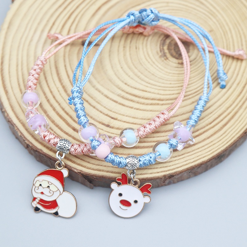 Vòng Tay Dây Bện Mặt Hình Ông Già Noel Thời Trang Cho Nữ