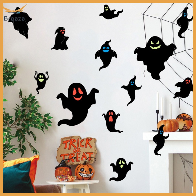 Set 12 Miếng Dán Tường Dạ Quang Chống Nước Trang Trí Halloween