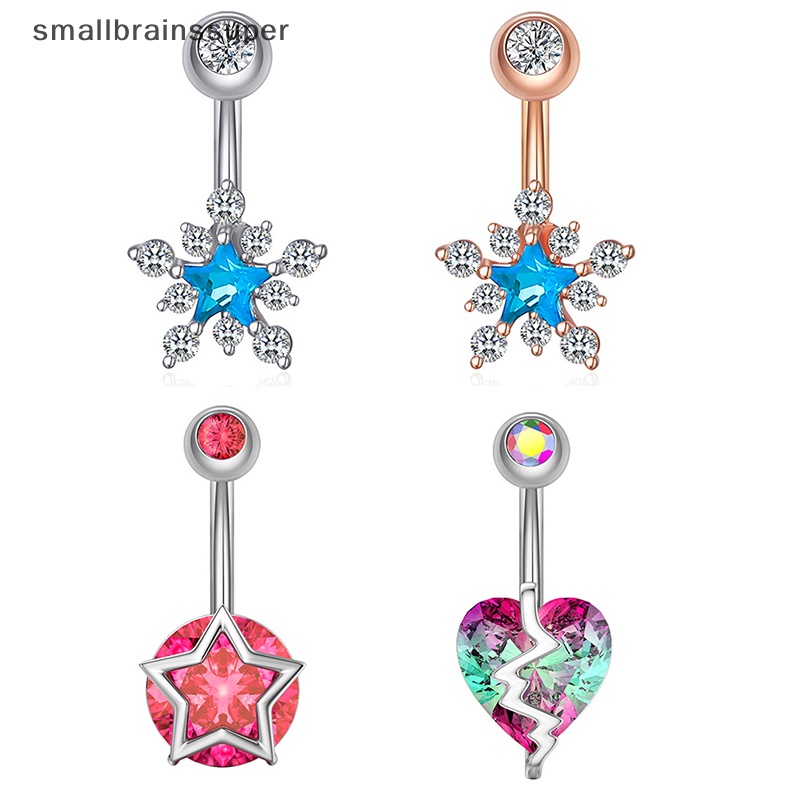 Khuyên Rốn Thép Không Gỉ Trang Trí Hoa Đính Đá Zircon Thời Trang Cho Nữ SBS