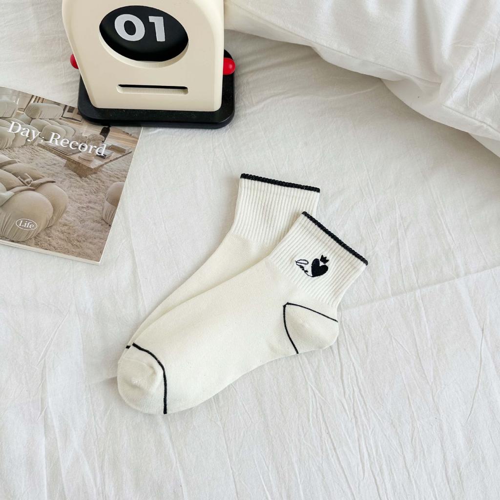 Vớ Cotton Cổ Thấp Thêu Họa Tiết Thời Trang Xuân Hè Thu Cho Nữ