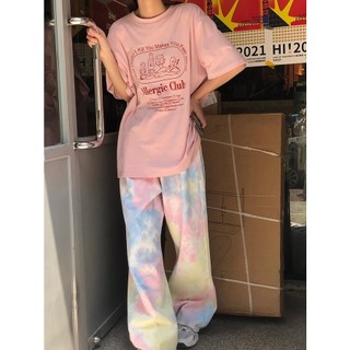 NRVP Áo Thun 100% Cotton Tay Ngắn Dáng Rộng In Họa Tiết Hoạt Hình Phong Cách Hàn Quốc Thời Trang Mùa Hè 2023 Cho Nữ