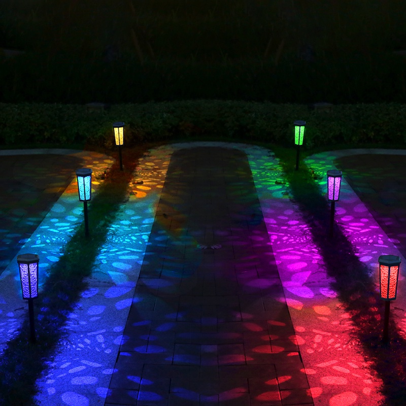 Đèn LED RGB Chống Thấm Nước Họa Tiết Lỗ Rỗng Thay Đổi Màu Sắc Dùng Trang Trí Lối Đi Sân Vườn