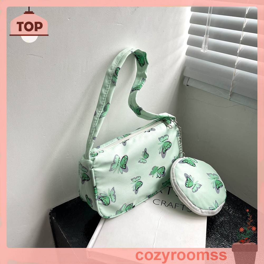 Ví Đựng Tiền Xu Chất Liệu Nylon In Họa Tiết Bươm Bướm Thời Trang Cho Nữ