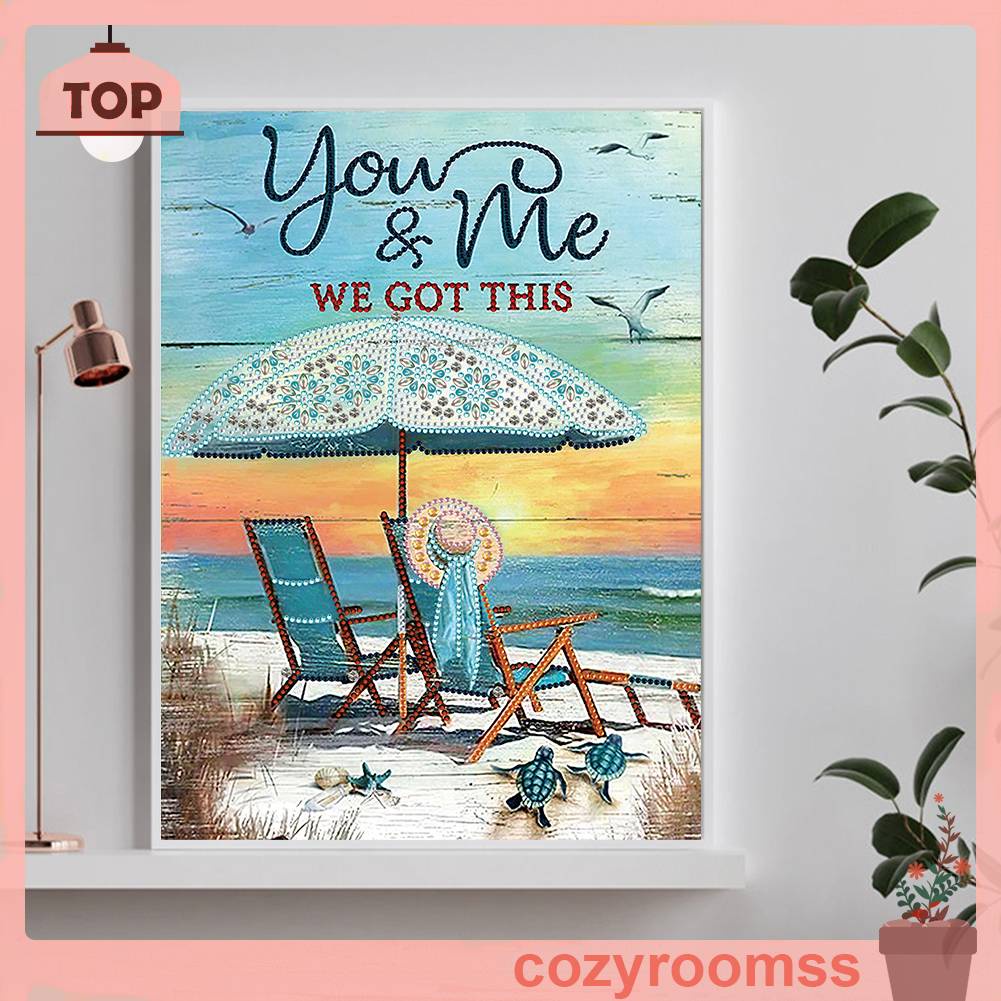 Bộ Tranh Đính Đá 5D Họa Tiết Bờ Biển Độc Đáo DIY Dùng Trang Trí