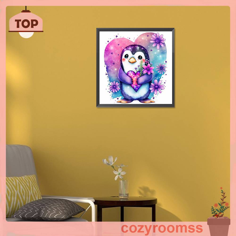 Tranh Đính Đá Kim Cương Toàn Bộ 5D DIY Hình Chim Cánh Cụt