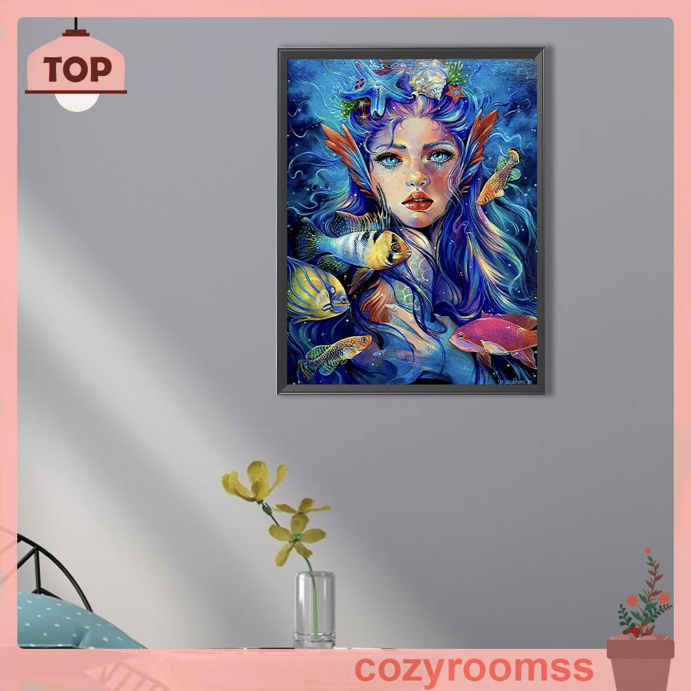 Tranh Đính Đá Kim Cương Toàn Bộ 5D DIY Hình Nàng Tiên Đại Dương