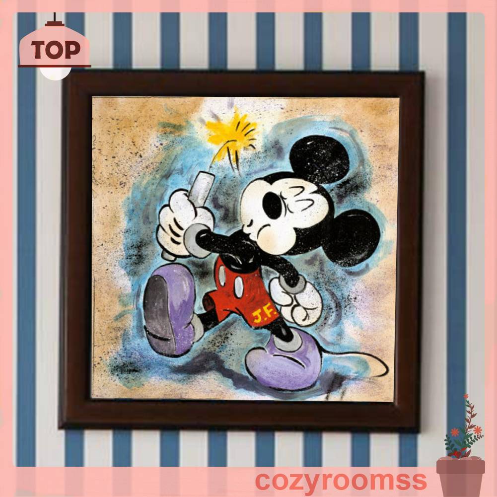 Bộ Tranh Đính Đá 5D Họa Tiết Hoạt Hình Mickey Độc Đáo DIY Dùng Trang Trí Nhà Cửa