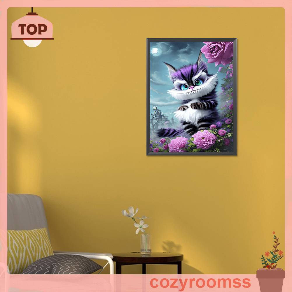 Bộ Tranh Đính Đá 5D Tự Làm Toàn Diện Hình Mèo Trang Trí Nhà Cửa