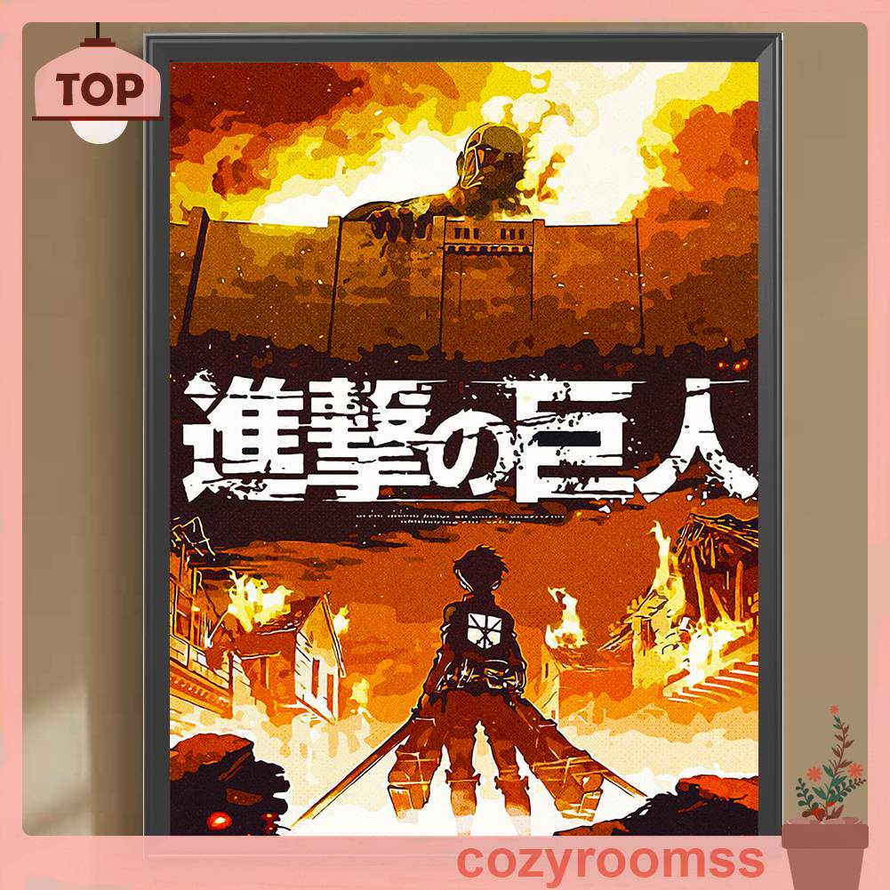 Bộ Tranh Đính Đá 5D Họa Tiết Attack on Titan Độc Đáo DIY Dùng Trang Trí Nhà Cửa