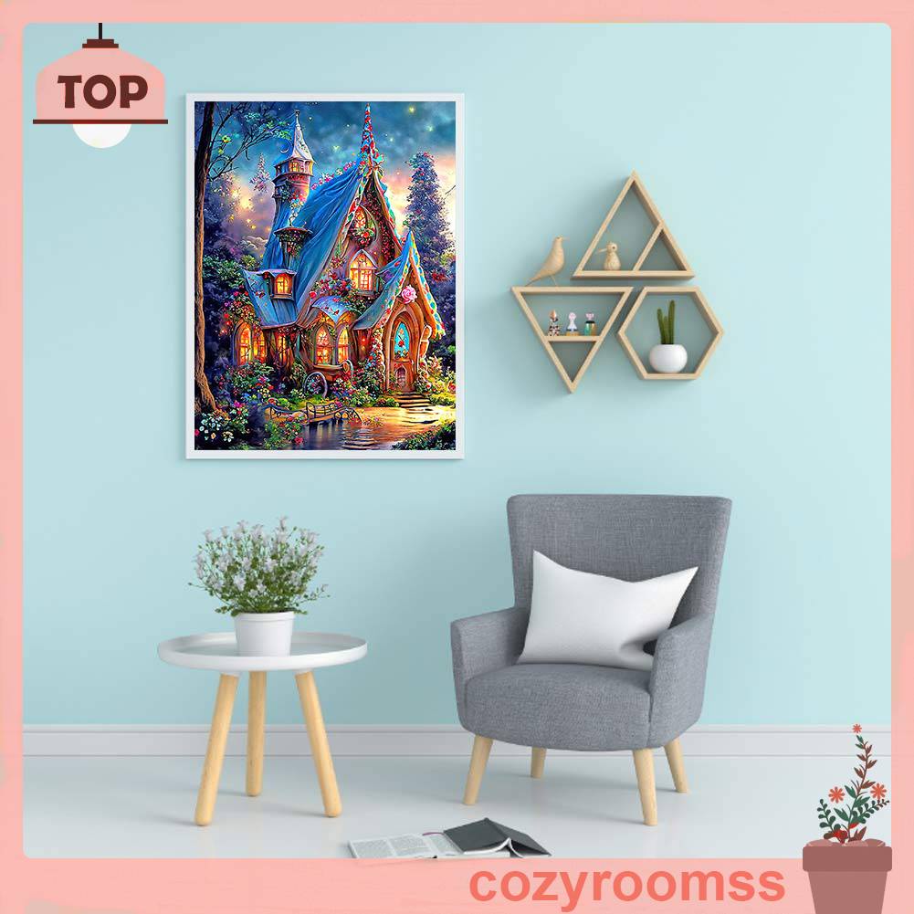 Tranh Đính Đá Kim Cương Toàn Bộ 5D DIY Hình Vẽ Ngôi Nhà Mơ Ước