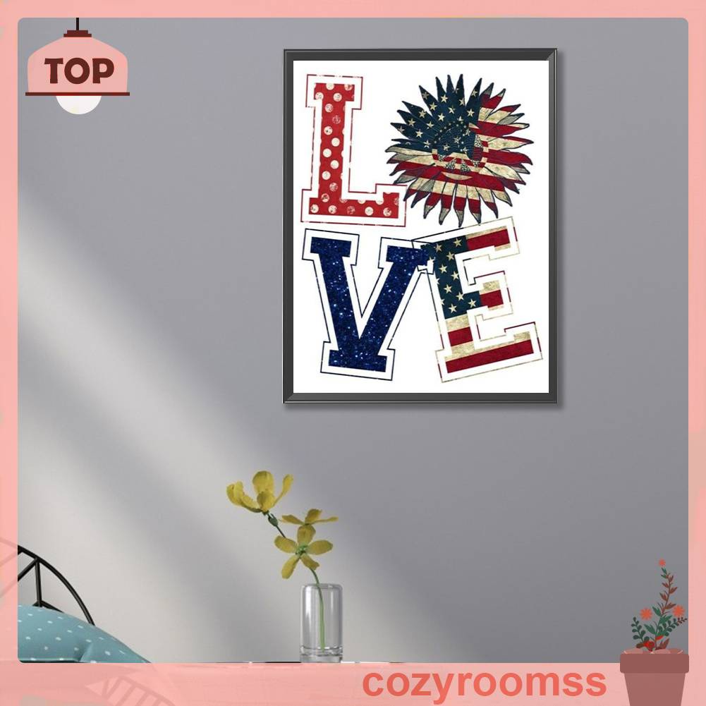 Bộ Tranh Đính Đá 5D Họa Tiết Quốc Kỳ Độc Đáo DIY Dùng Trang Trí Nhà Cửa