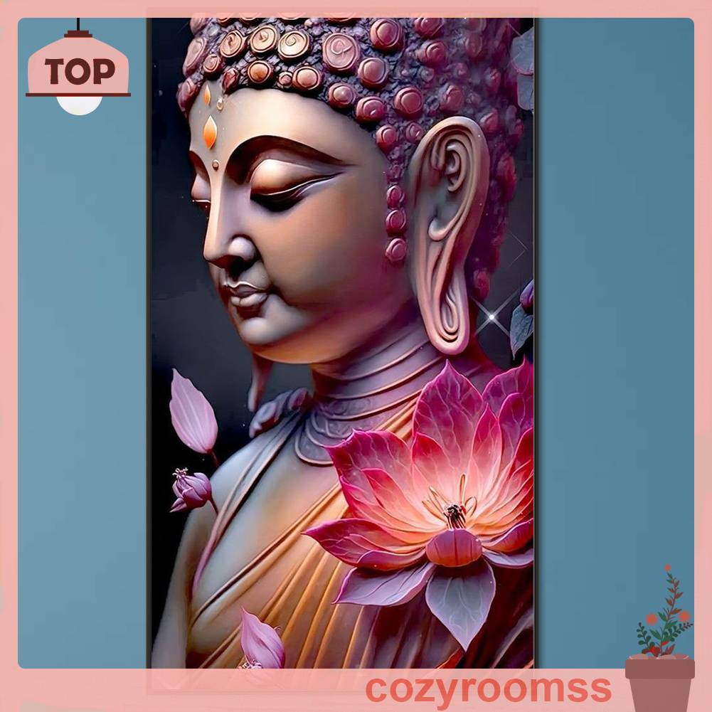 Tranh Đính Đá Kim Cương Toàn Bộ 5D DIY Hình Tượng Phật Trang Trí Nhà Cửa