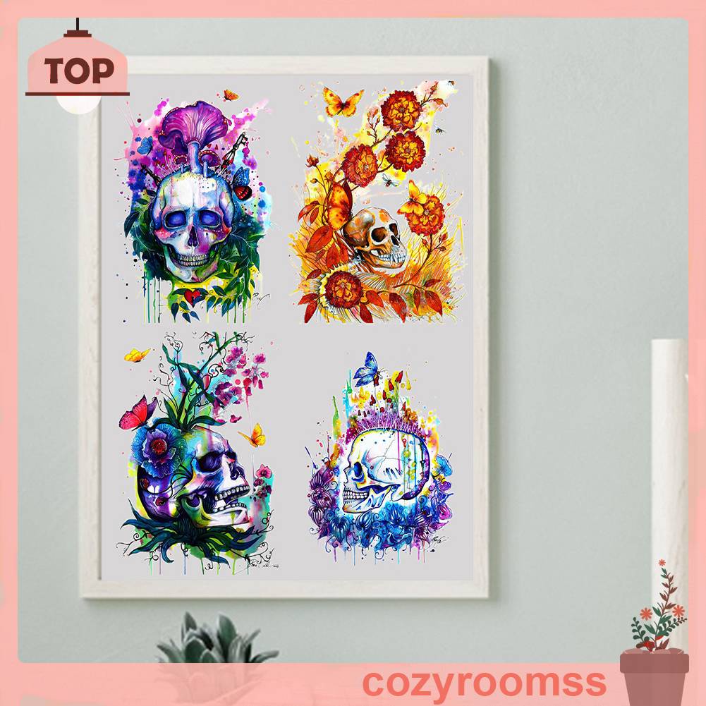 Bộ Tranh Đính Đá 5D Toàn Diện Họa Tiết Đầu Lâu Độc Đáo DIY Dùng Trang Trí Nhà Cửa