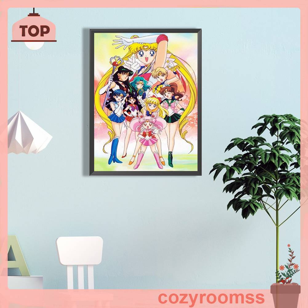 Tranh Đính Đá Kim Cương Toàn Bộ 5D DIY Hình Vẽ Thủy Thủ Mặt Trăng