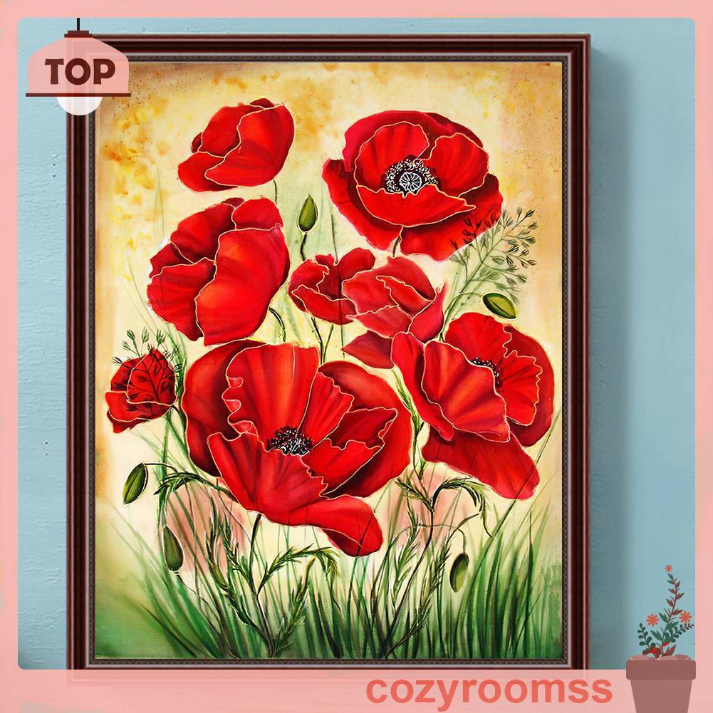 Tranh Đính Đá Kim Cương Toàn Bộ 5D DIY Hình Vẽ Hoa Trang Trí Nhà Cửa