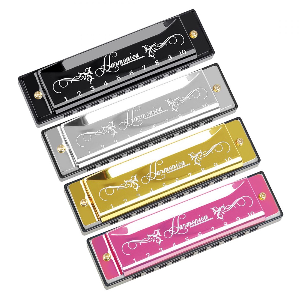 Kèn Harmonica 10 Lỗ 20 Tông Màu Kèm Hộp Đựng Ốp