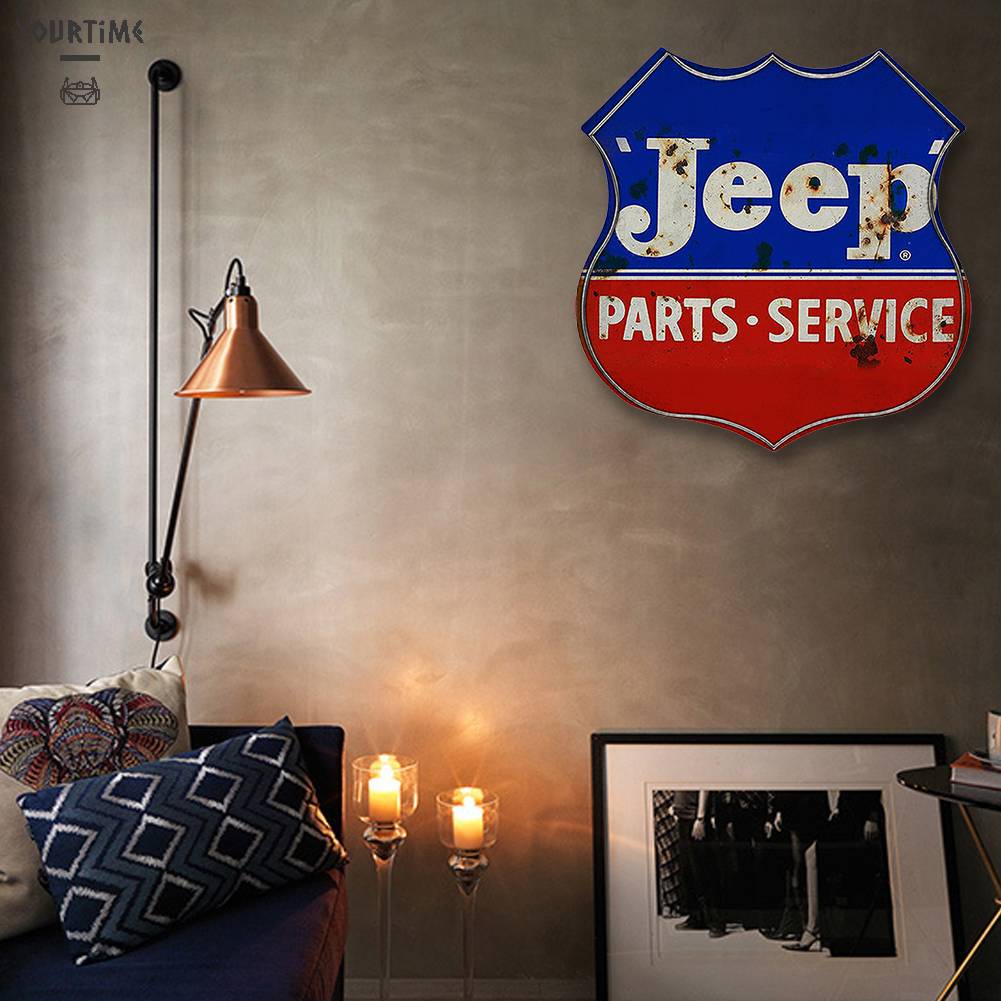 Tranh Kim Loại Treo Tường Hình Xe JEEP Phong Cách Vintage Trang Trí Nội Thất