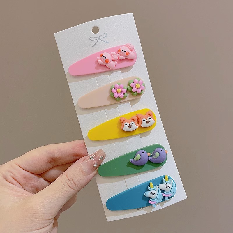 Set 5 Kẹp Tóc Đính Hoa Dễ Thương Cho Nữ