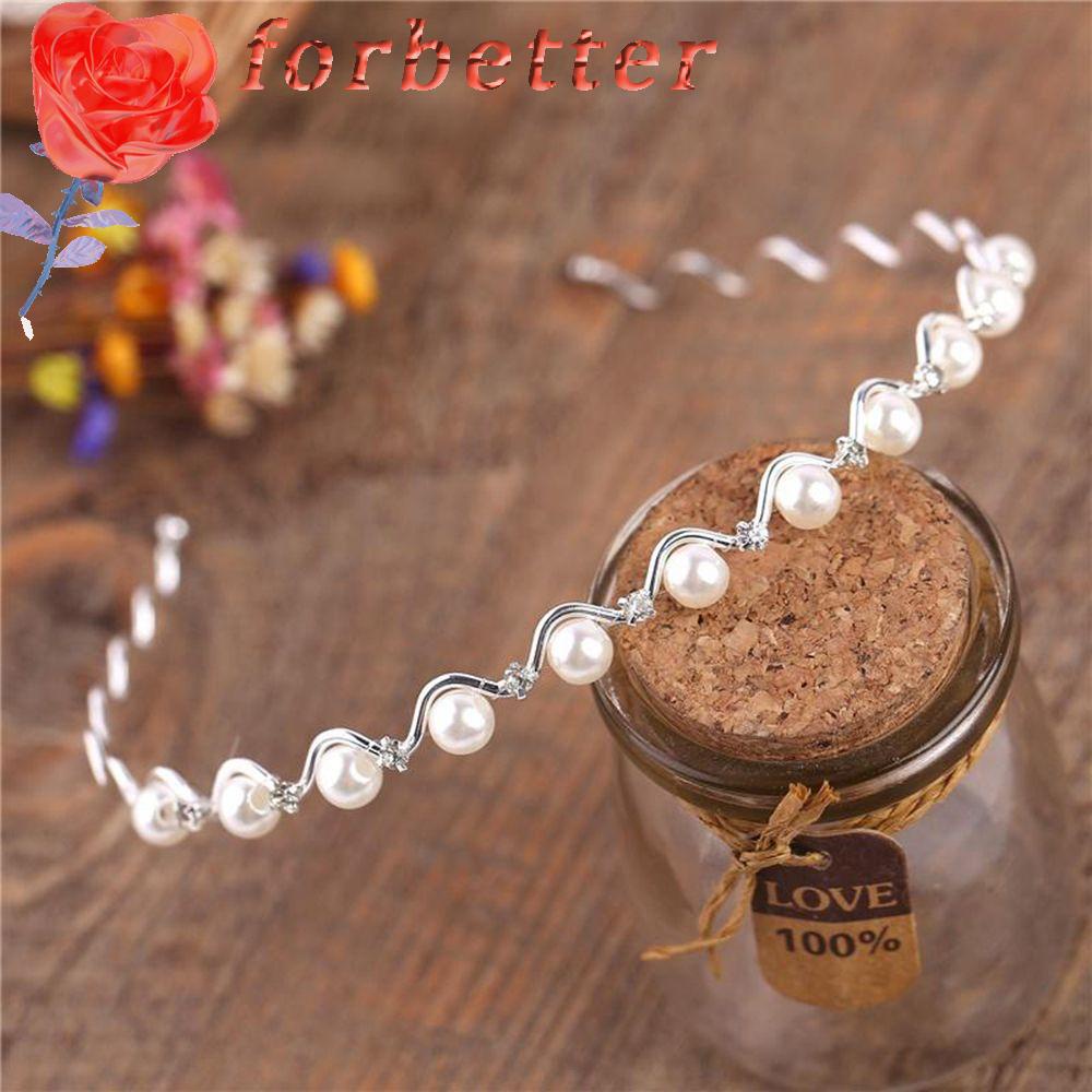 FORBETTER Cài Tóc Dạng Chuỗi Gợn Sóng Đính Đá Chất Lượng Cao