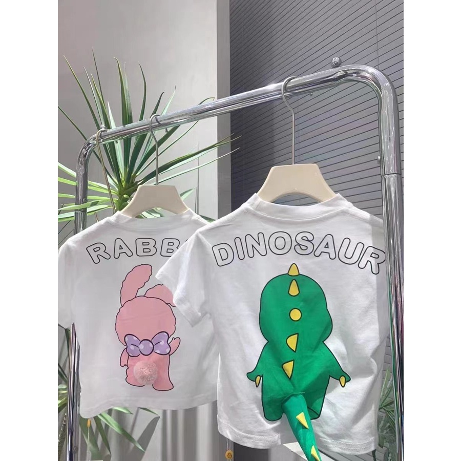 Áo Thun Tay Ngắn Cổ Tròn In Hình Khủng Long Hoạt Hình Dễ Thương Thoải Mái Thời Trang Mùa Hè Cho Nữ