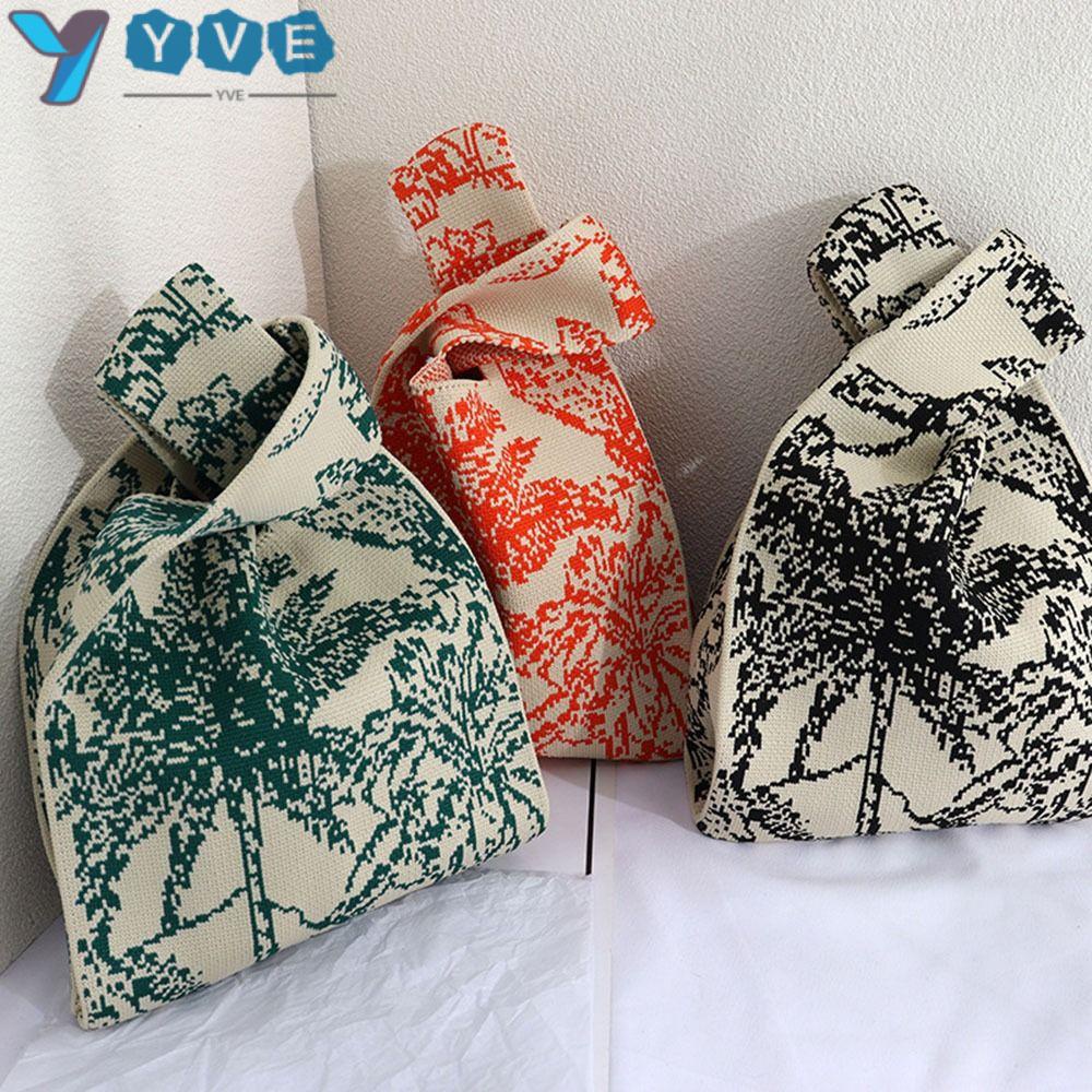 YVE Túi Xách Mini Đan Len Đeo Vai / Xách Tay Có Thể Tái Sử Dụng Thời Trang Cho Nữ