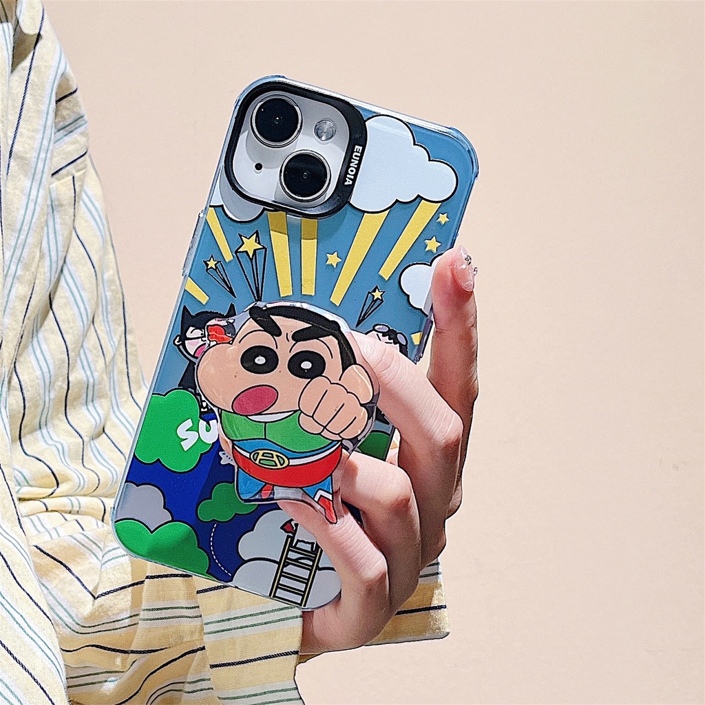 Ốp Điện Thoại Họa Tiết Cậu Bé Bút Chì Kèm Giá Đỡ Nhẫn Có Túi Khí Và Dây Đeo Cho iphone