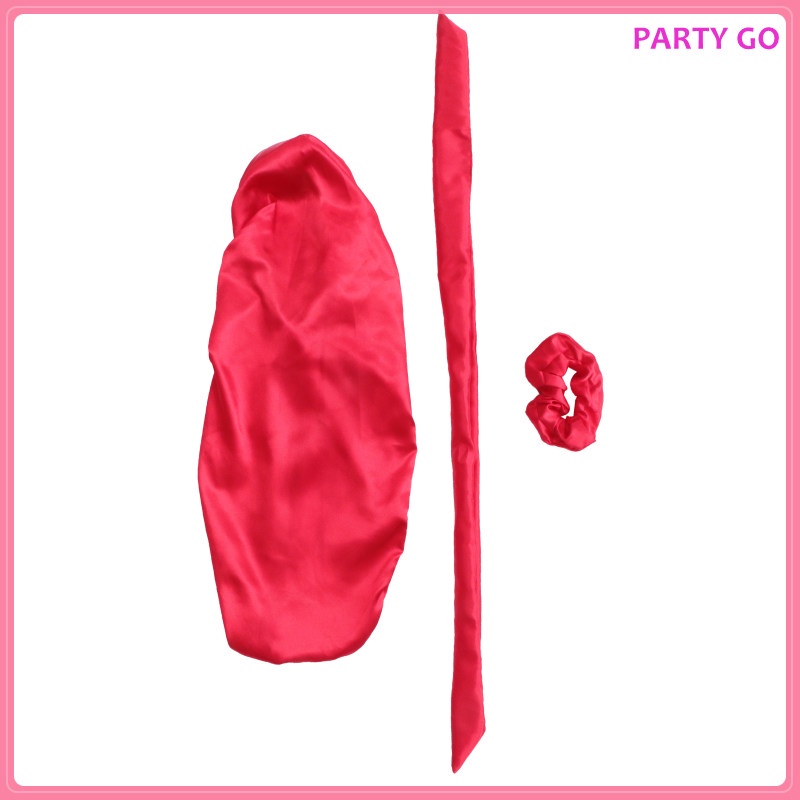 Bộ 3 Khăn Lụa Satin Quấn Tóc Xoăn Đi Ngủ Ba Mảnh Kích Thước 69x29cm