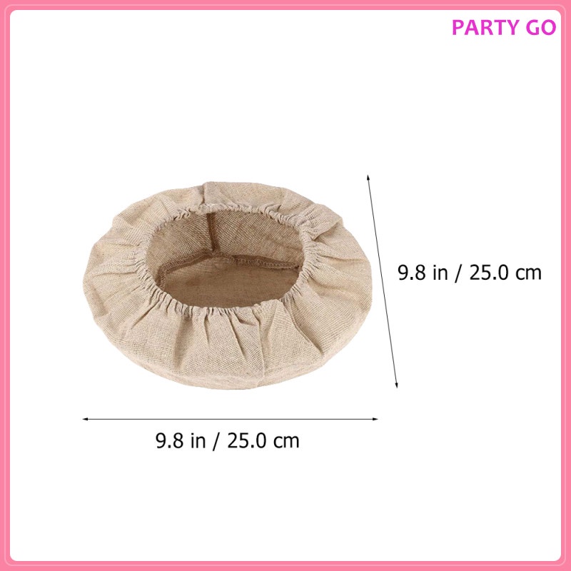 Bộ 6 Vỏ Bọc Giỏ Bánh Mì Bằng Mây Đan + Vải Lanh Lót Vải Lanh Hình Tròn