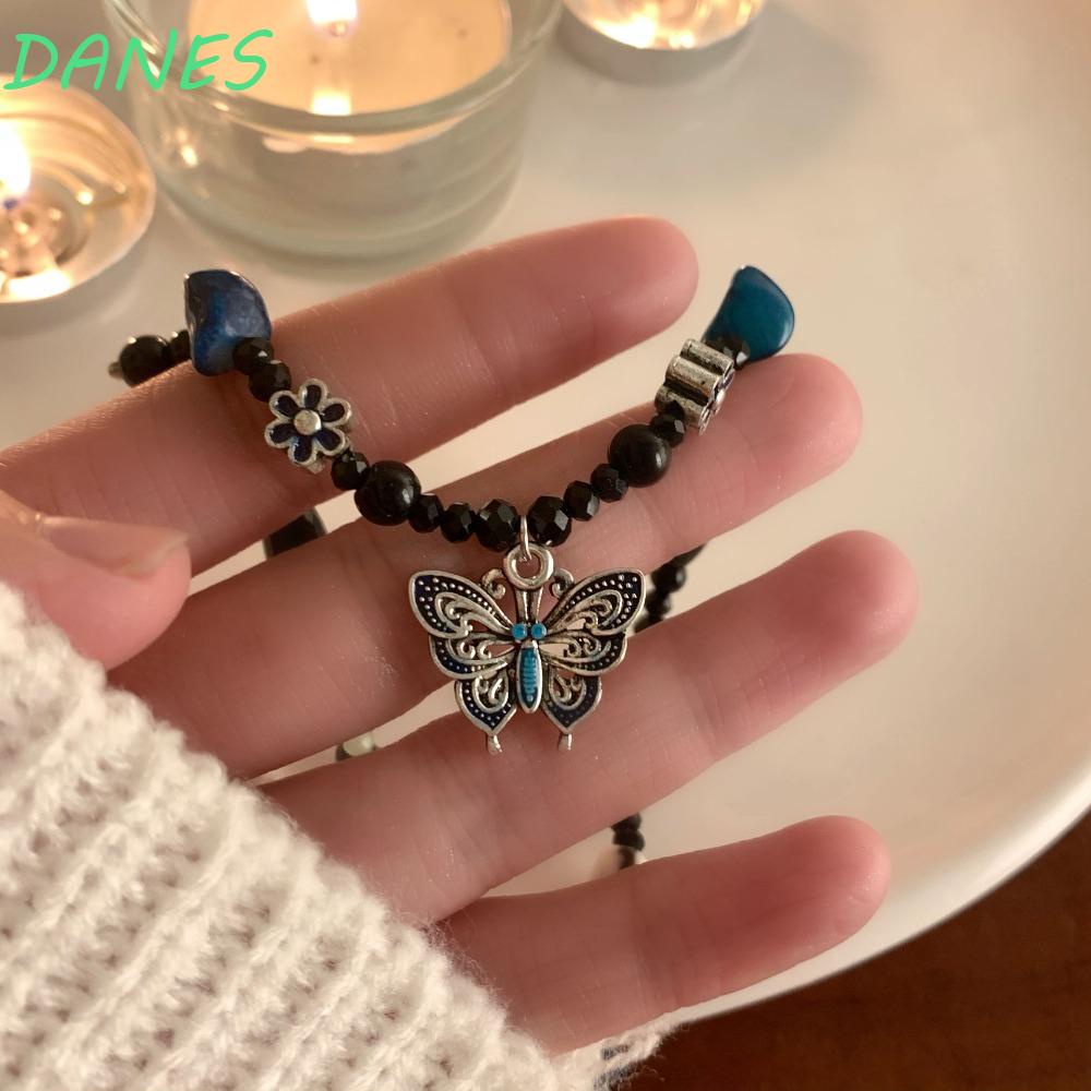 DANES Vòng cổ Chuỗi Hạt Mặt Hình Bướm Phong Cách Vintage Cho Nữ