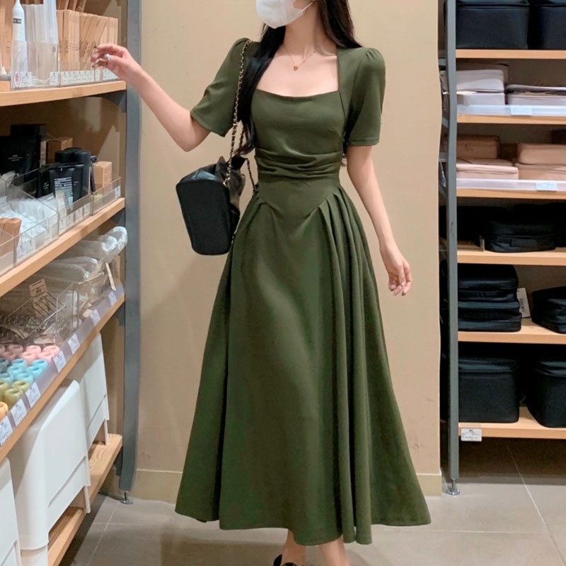 Đầm XIANG NIAN NI thiết kế chiết eo kiểu Pháp thời trang mùa hè cho nữ