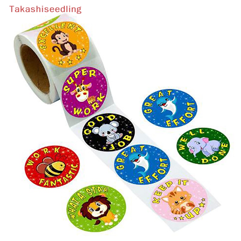 Cuộn 500 Miếng Dán Khen Thưởng Hình Động Vật Dễ Thương Cho Học Sinh