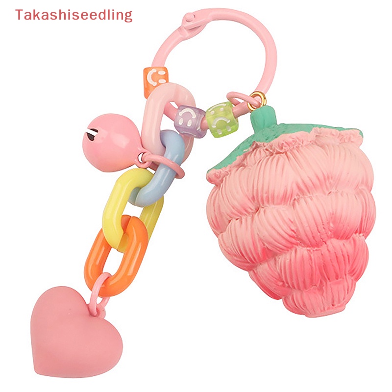 Móc Khóa Hình Quả Dâu Tây Phối Hoa Hồng Dễ Thương