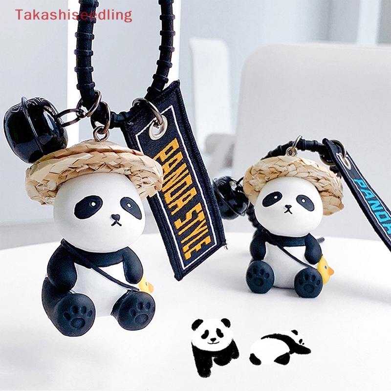 1 Móc Khóa Hình Gấu Trúc Đội Mũ Rơm Dễ Thương